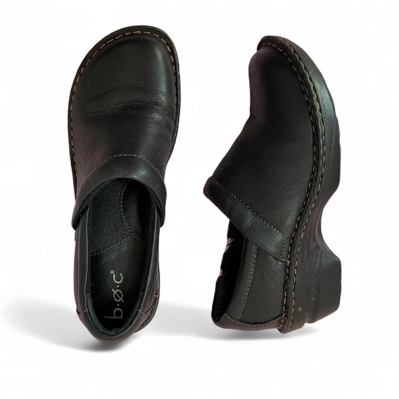 boc Shoes - BOC Black Leather Comfort Clogs Mule Shoes Casual Everyday Slip‎ On